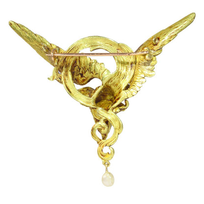 Antique French Griffin Brooch Pendant