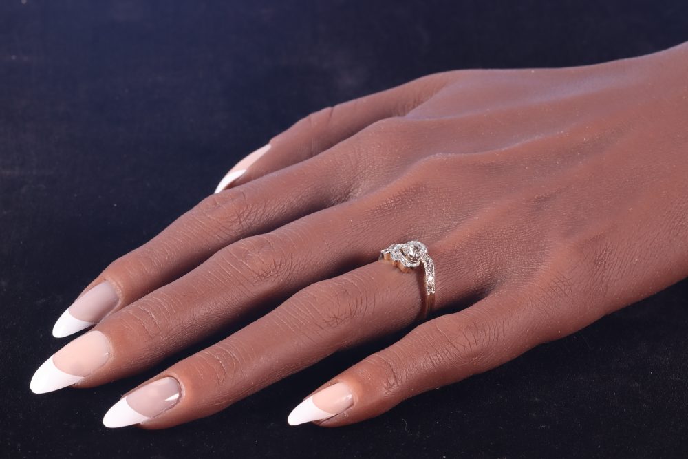Antique Old Cut Diamond Engagement Ring In Platinum And 18 Carat Yellow Gold