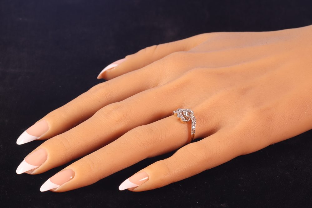 Antique Old Cut Diamond Engagement Ring In Platinum And 18 Carat Yellow Gold