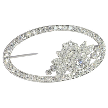 Vintage 3.60ct Diamond Floral Brooch