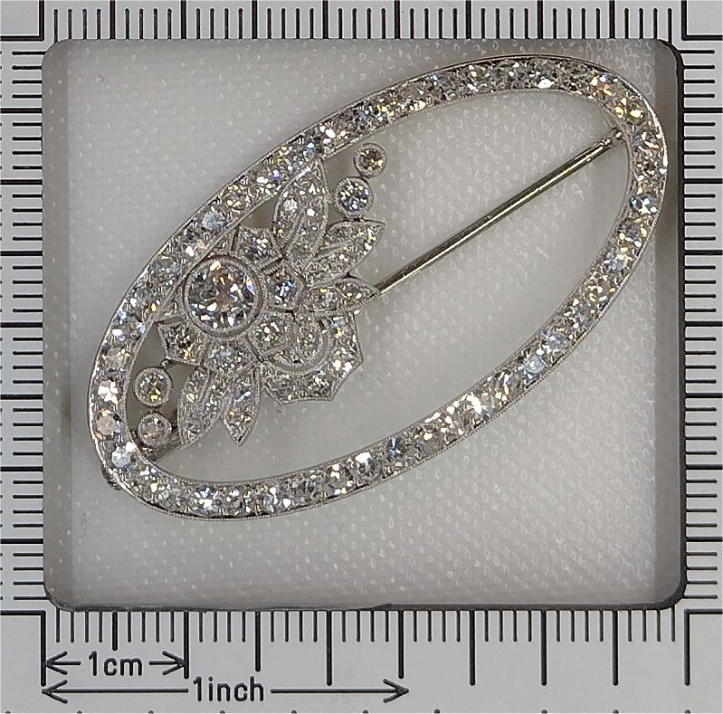 Vintage 3.60ct Diamond Floral Brooch