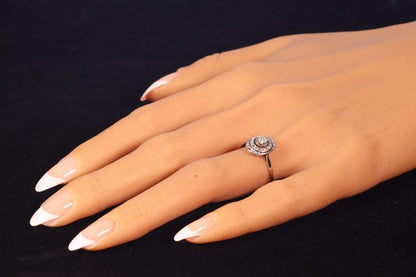 French Art Deco Antique Diamond Oval Cluster Ring