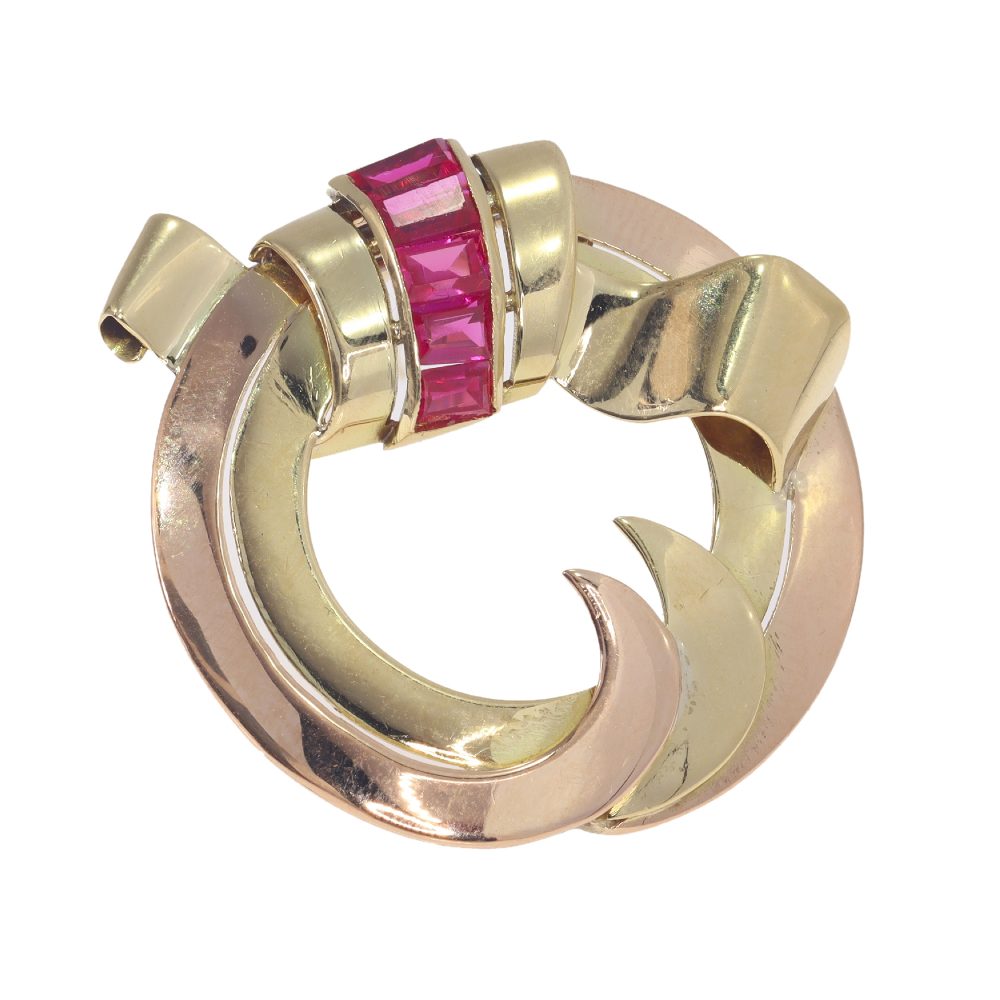 Vintage Retro 18ct Rose and Yellow Brooch