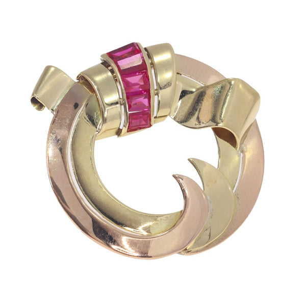 Vintage Retro 18ct Rose and Yellow Brooch