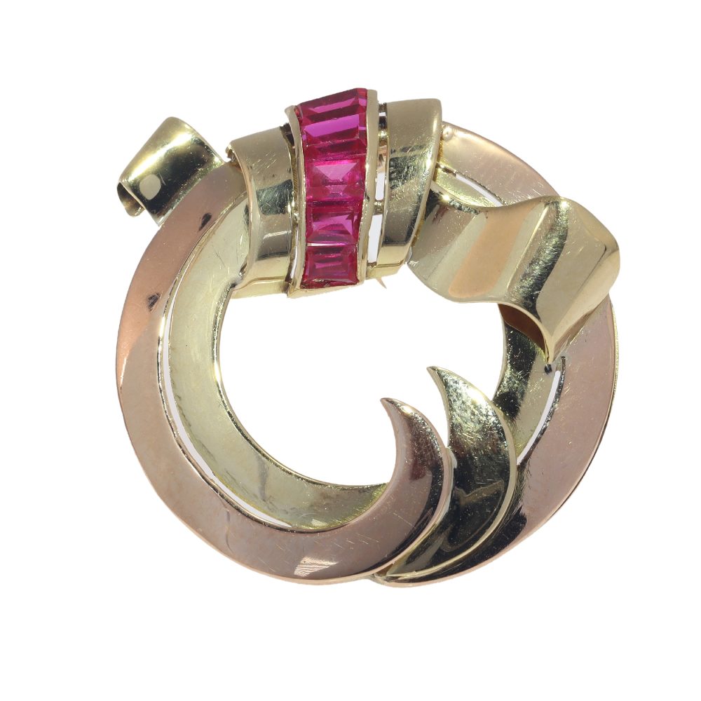 Vintage Retro 18ct Rose and Yellow Brooch