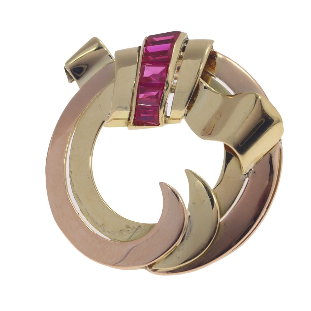 Vintage Retro 18ct Rose and Yellow Brooch