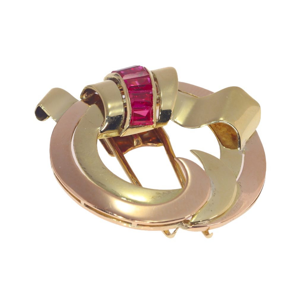 Vintage Retro 18ct Rose and Yellow Brooch