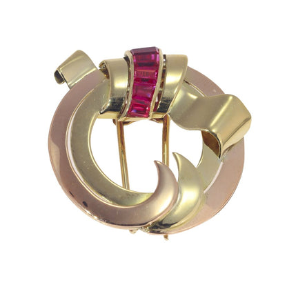 Vintage Retro 18ct Rose and Yellow Brooch