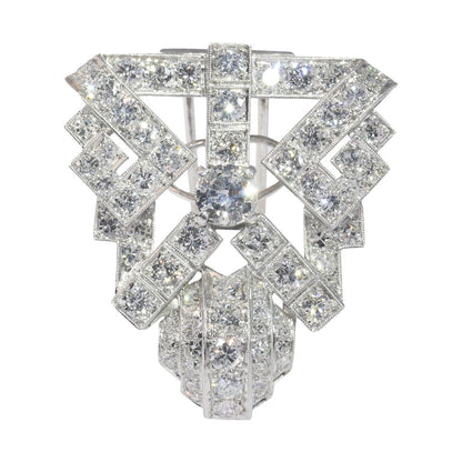 Vintage 5.75ct Diamond Parure Set Brooch and Earrings