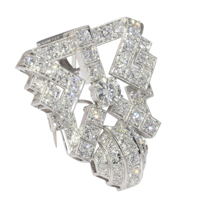 Vintage 5.75ct Diamond Parure Set Brooch and Earrings