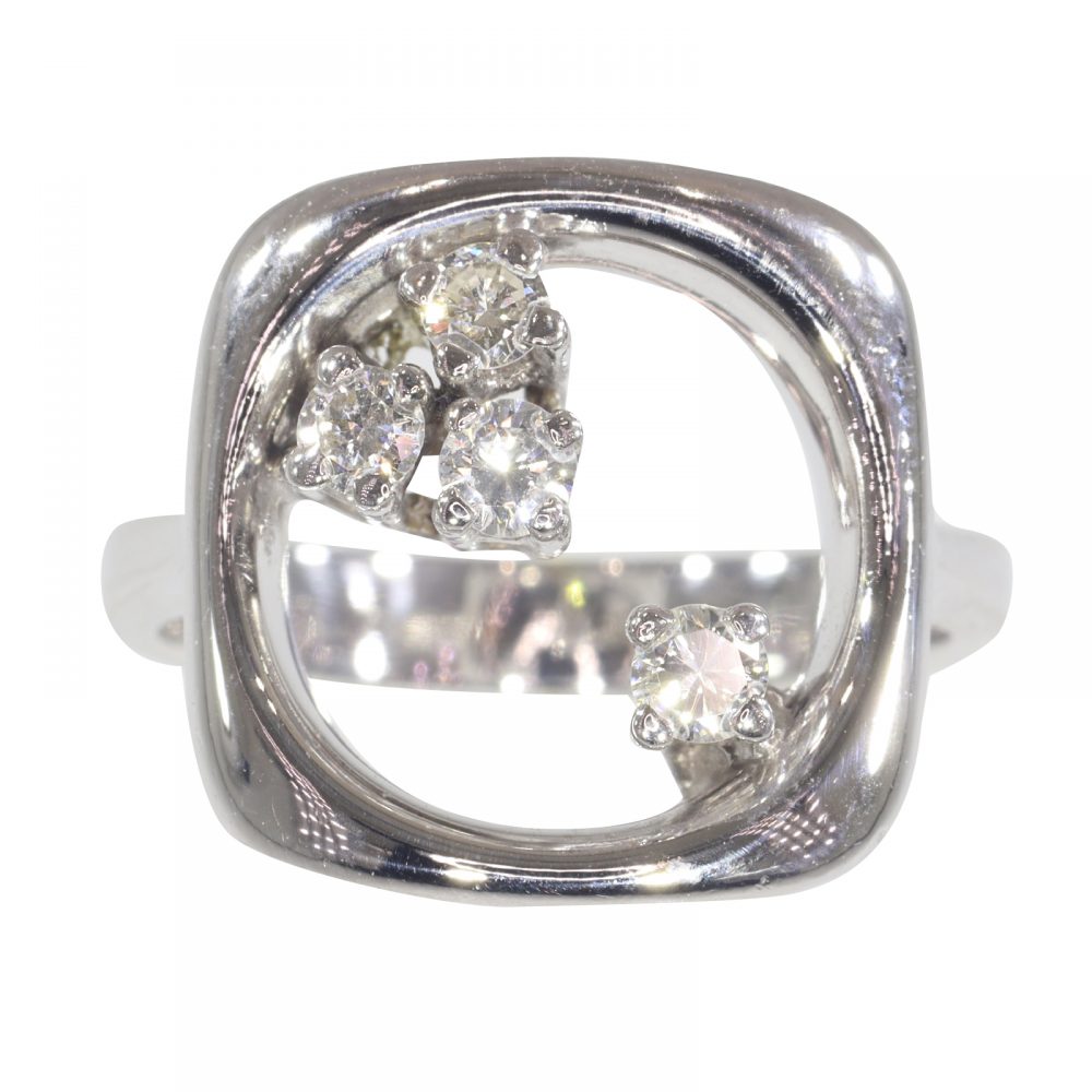 Vintage Diamond Set Square Ring