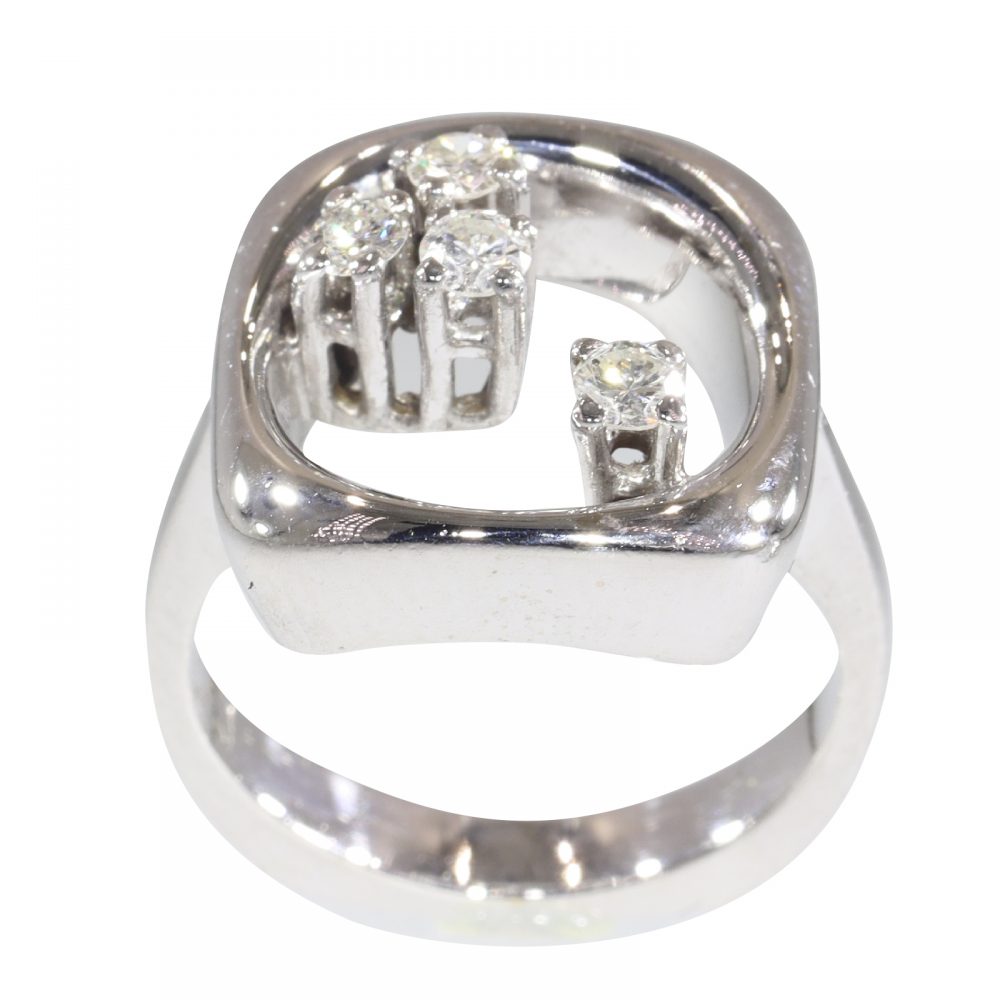 Vintage Diamond Set Square Ring