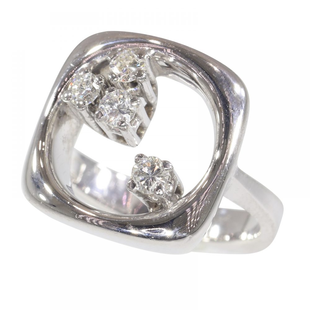 Vintage Diamond Set Square Ring
