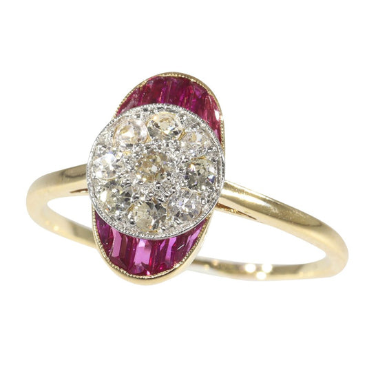 Art Deco ruby and diamond ring