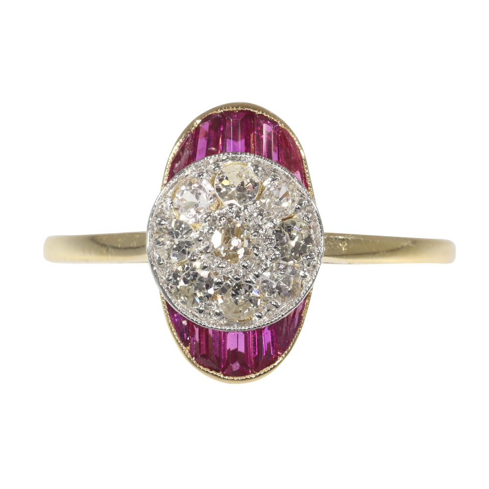 Vintage Art Deco Diamond and Ruby Engagement Ring