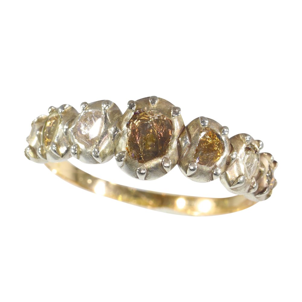Victorian diamond ring in gold and silver.