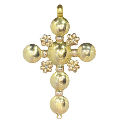 Baroque Diamond Cross Pendant In 18 Carat Yellow Gold