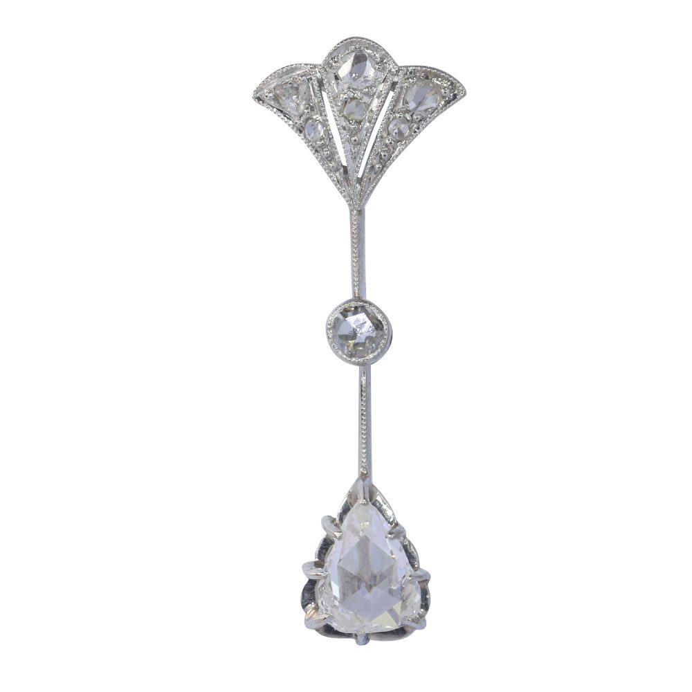 Antique Art Deco Rose Cut Diamond Drop Pendant