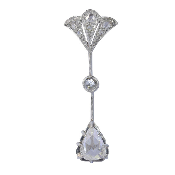Antique Art Deco Rose Cut Diamond Drop Pendant