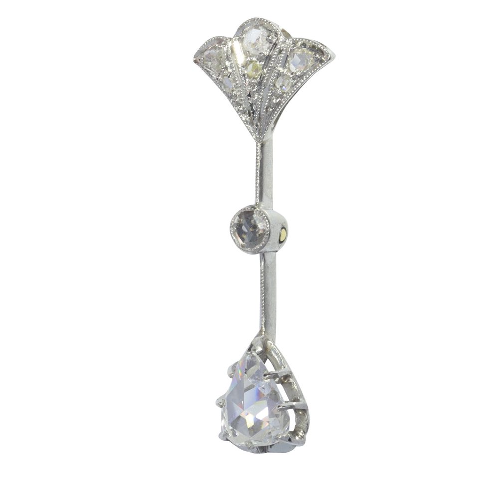 Antique Art Deco Rose Cut Diamond Drop Pendant