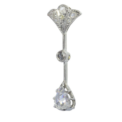 Antique Art Deco Rose Cut Diamond Drop Pendant