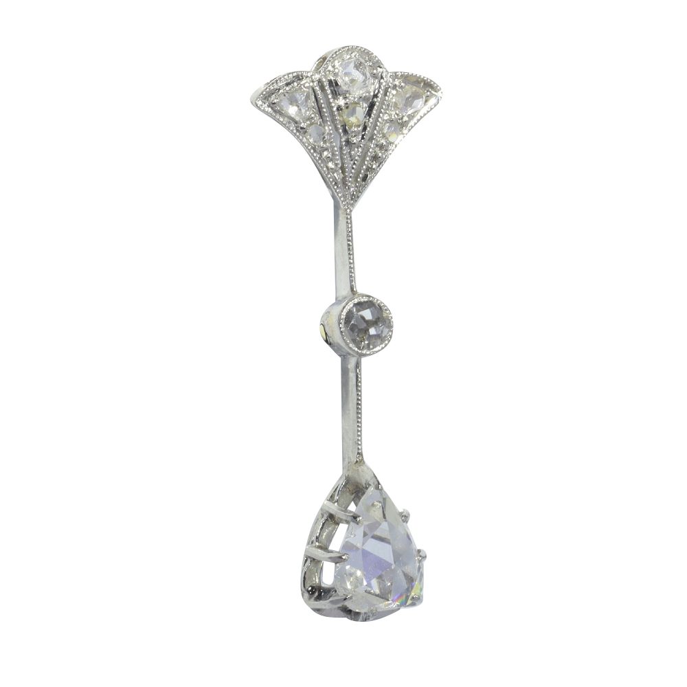 Antique Art Deco Rose Cut Diamond Drop Pendant