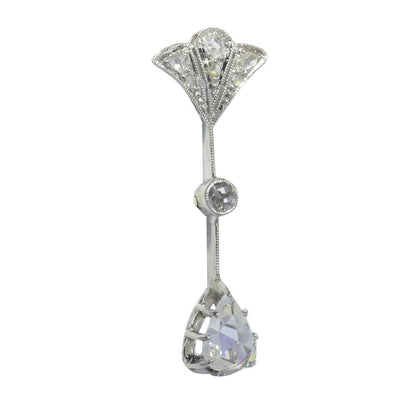 Antique Art Deco Rose Cut Diamond Drop Pendant