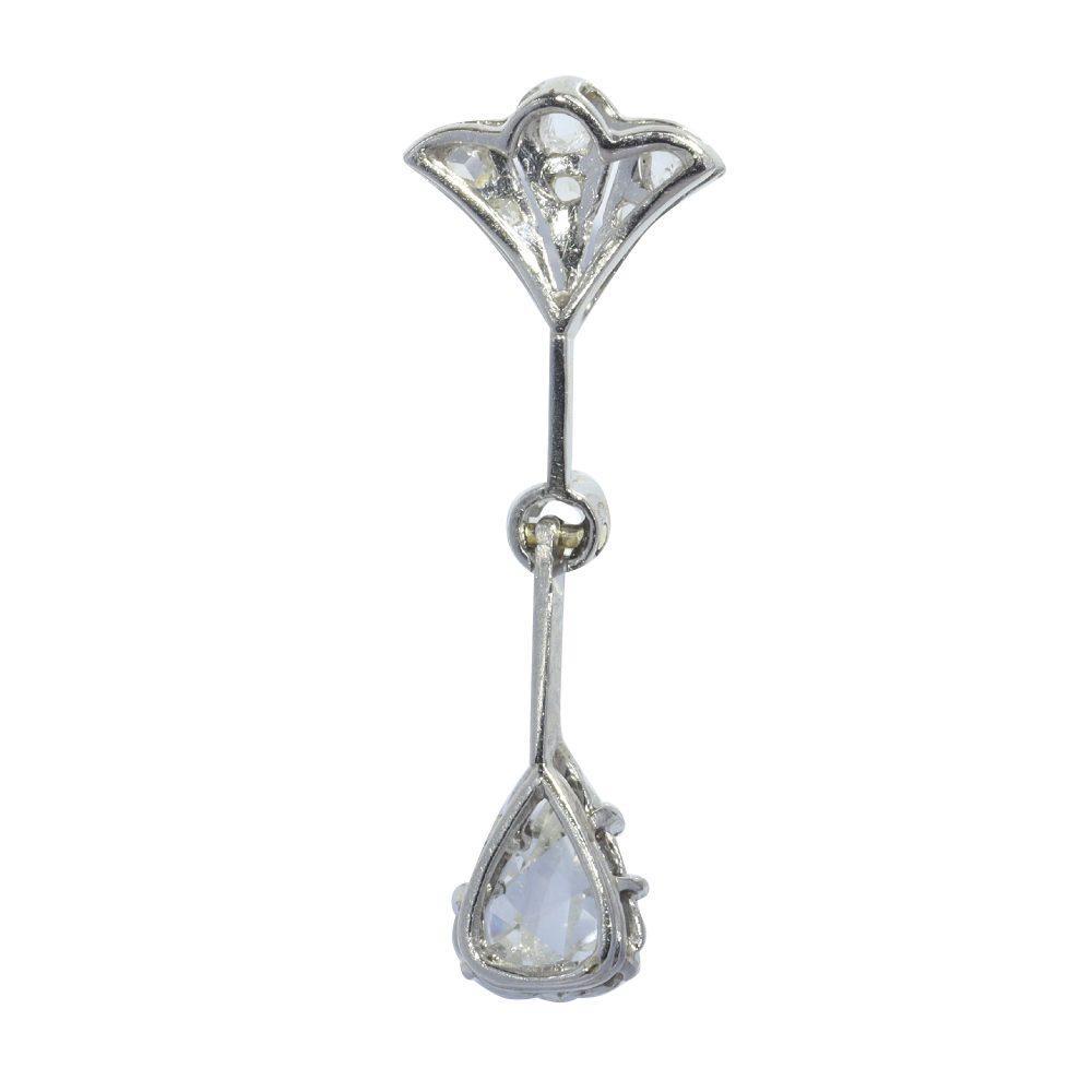 Antique Art Deco Rose Cut Diamond Drop Pendant