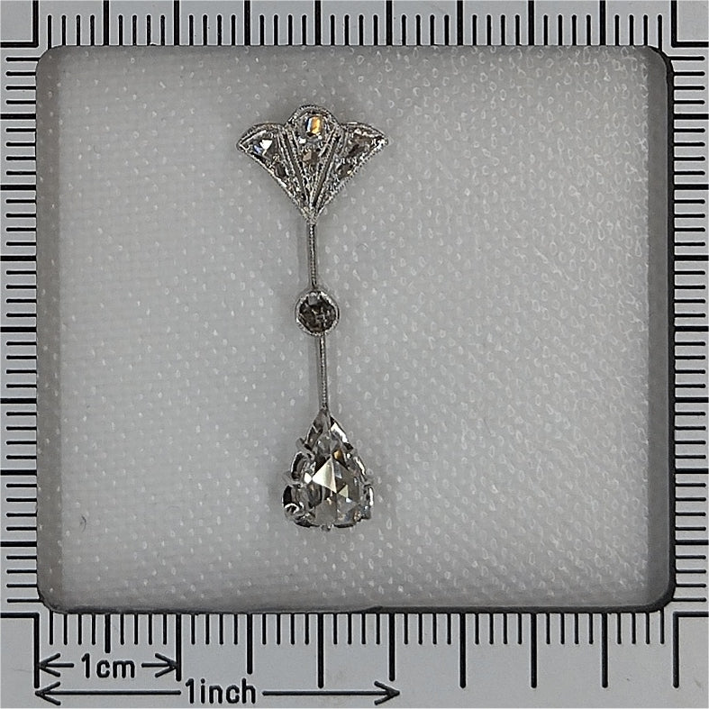 Antique Art Deco Rose Cut Diamond Drop Pendant