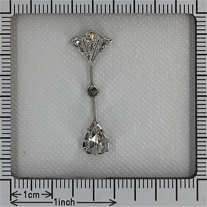 Antique Art Deco Rose Cut Diamond Drop Pendant