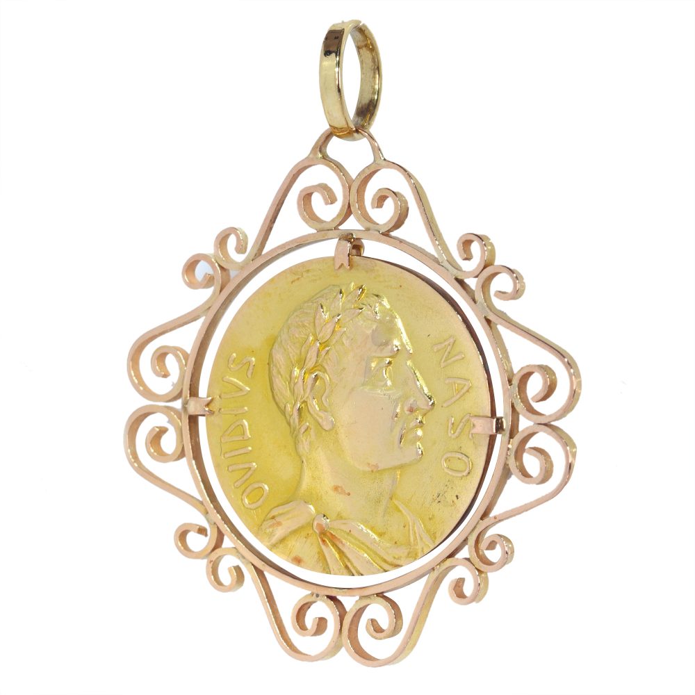 Antique Gold Medal Pendant of Ovid