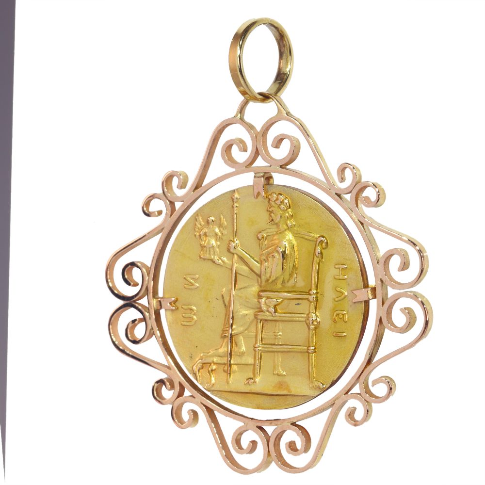 Antique Gold Medal Pendant of Ovid