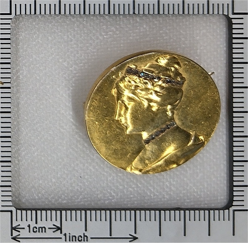 Antique Art Nouveau Diamond Set Gold Brooch