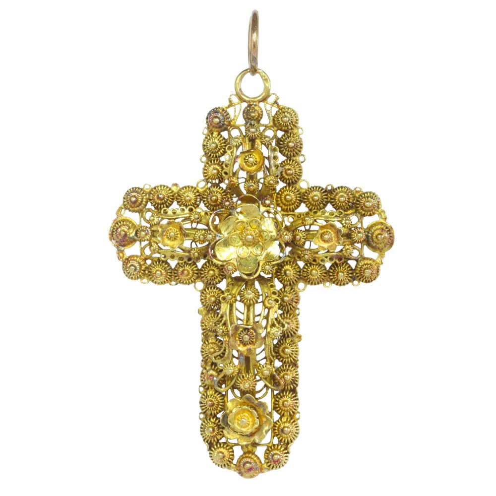 Antique Victorian Gold Filigree Cross Pendant