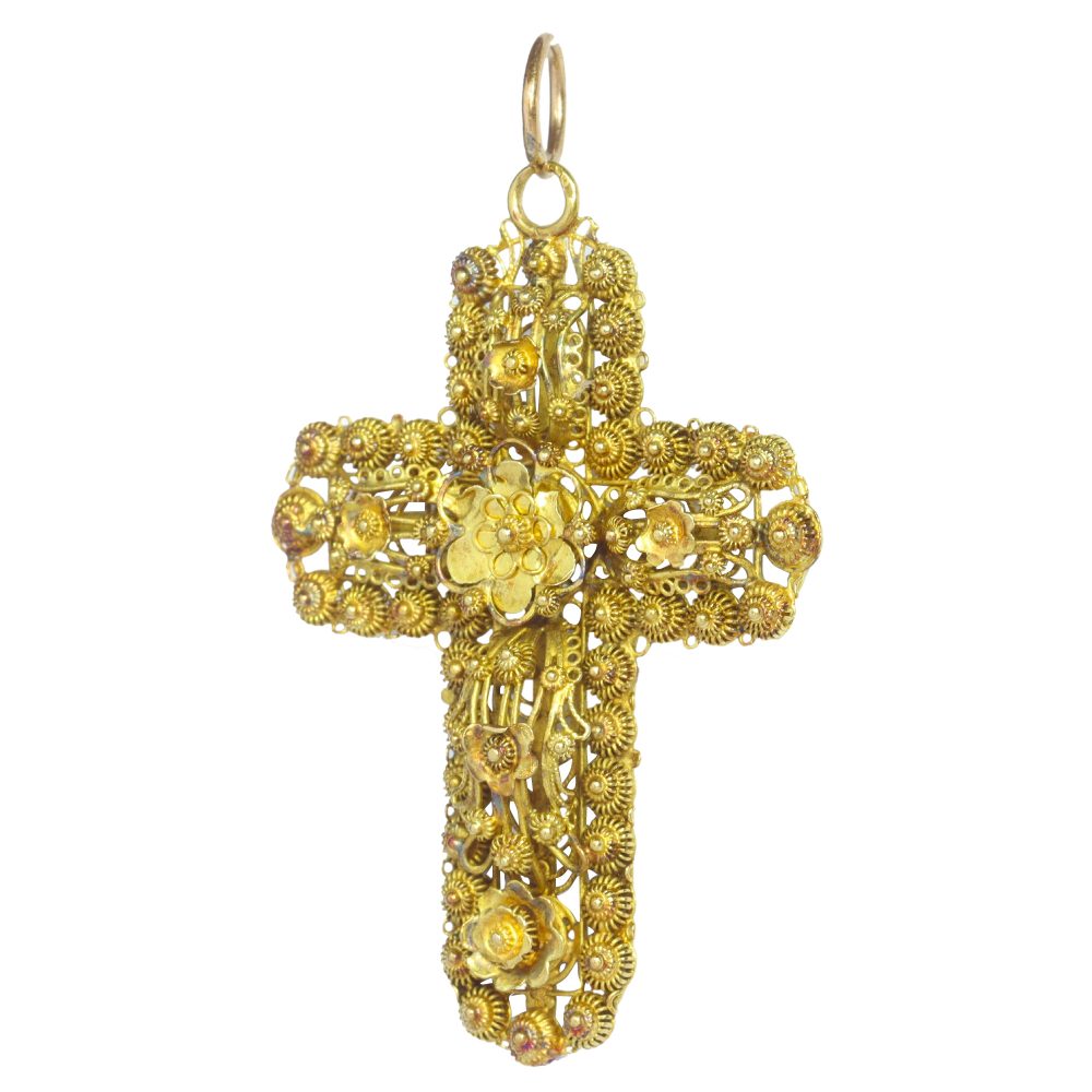 Antique Victorian Gold Filigree Cross Pendant