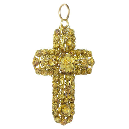 Antique Victorian Gold Filigree Cross Pendant