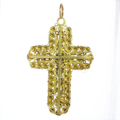 Antique Victorian Gold Filigree Cross Pendant