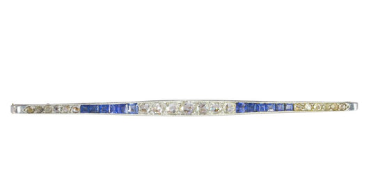 Antique Art Deco Diamond and Sapphire Bar Brooch