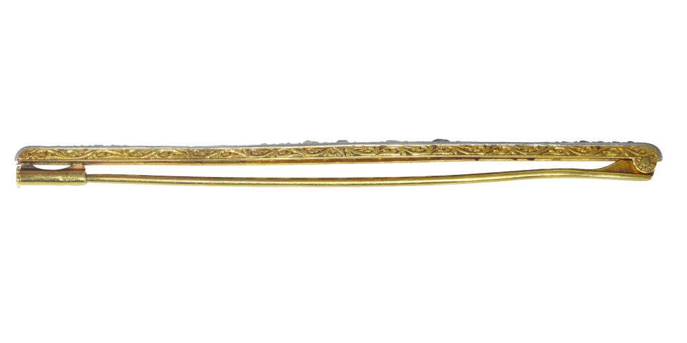 Antique Art Deco Diamond and Sapphire Bar Brooch