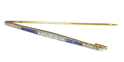 Antique Art Deco Diamond and Sapphire Bar Brooch