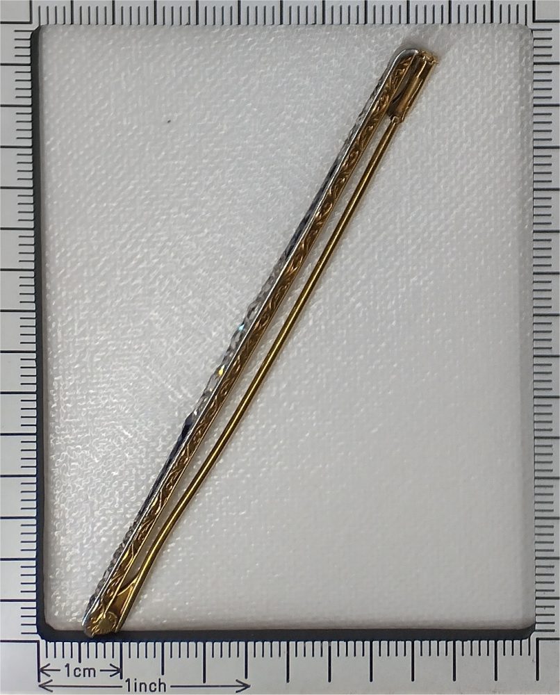 Antique Art Deco Diamond and Sapphire Bar Brooch