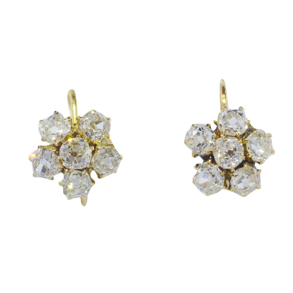 Antique Victorian 1.60ct Old Cut Diamond Earrings 