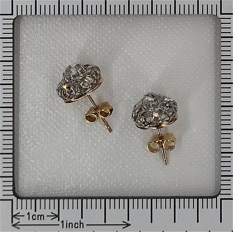 Antique Victorian Rose Cut Diamond Cluster Earrings