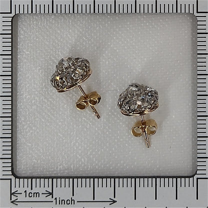 Antique Victorian Rose Cut Diamond Cluster Earrings
