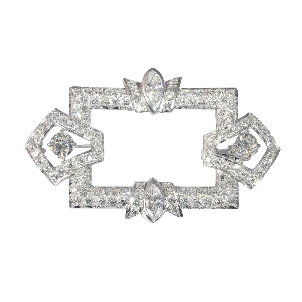 Vintage 4.70ct Diamond Rectangular Brooch