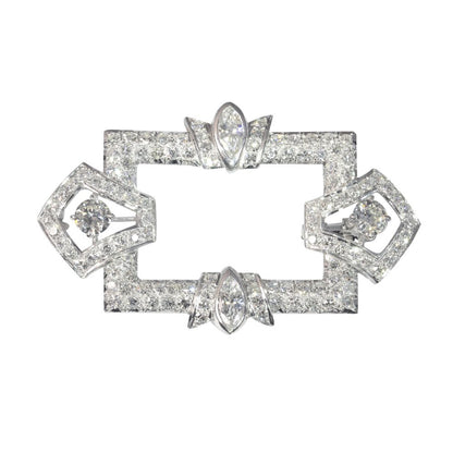 Vintage 4.70ct Diamond Rectangular Brooch