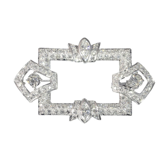 Vintage 4.70ct Diamond Rectangular Brooch