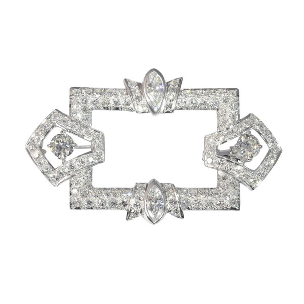 Vintage 4.70ct Diamond Rectangular Brooch