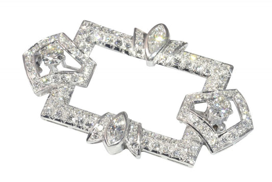 Vintage 4.70ct Diamond Rectangular Brooch