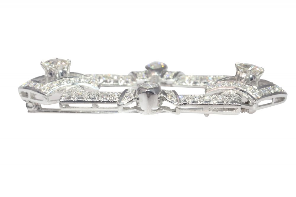 Vintage 4.70ct Diamond Rectangular Brooch